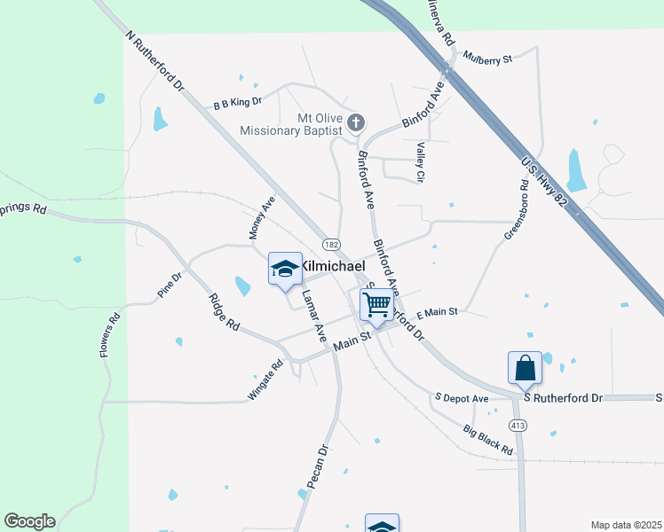 map of restaurants, bars, coffee shops, grocery stores, and more near in Kilmichael