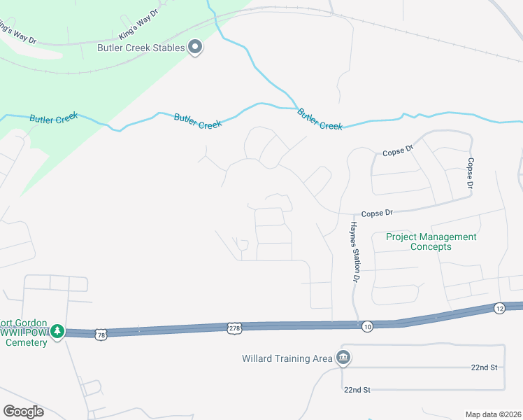 map of restaurants, bars, coffee shops, grocery stores, and more near 2111 Powell Road in Augusta