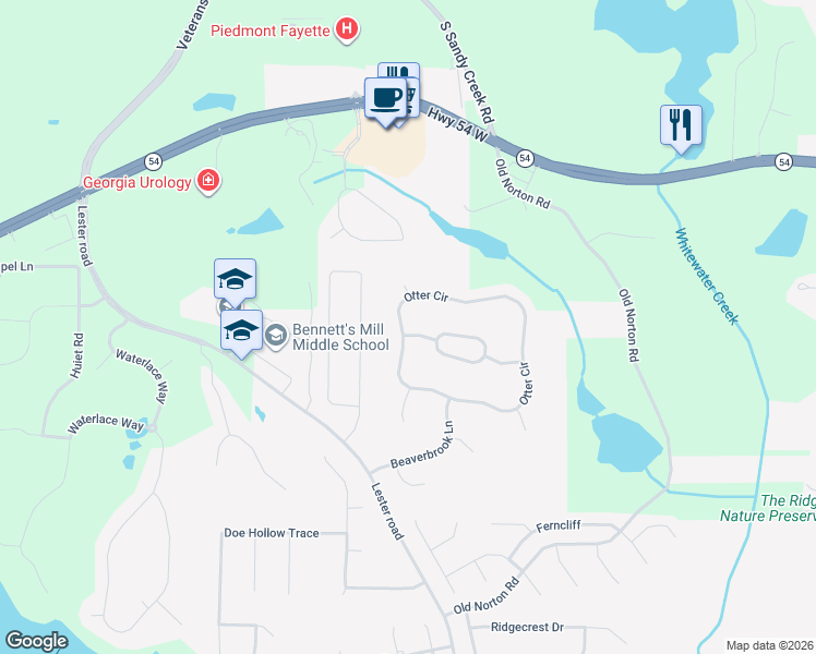 map of restaurants, bars, coffee shops, grocery stores, and more near 262 Otter Circle in Fayetteville