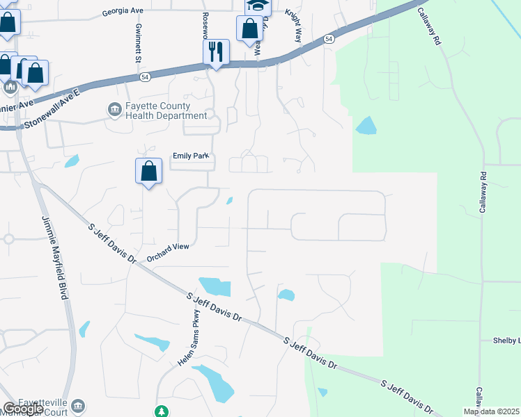 map of restaurants, bars, coffee shops, grocery stores, and more near 130 Brookridge Court in Fayetteville