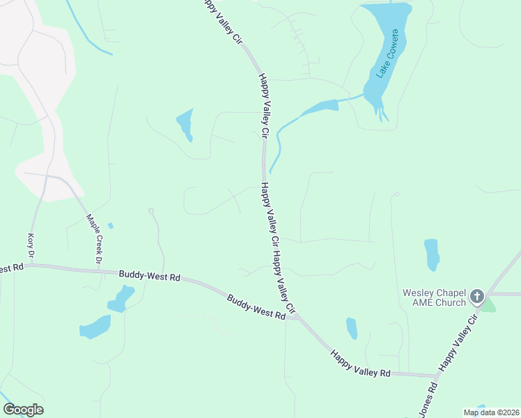 map of restaurants, bars, coffee shops, grocery stores, and more near 532 Happy Valley Circle in Newnan