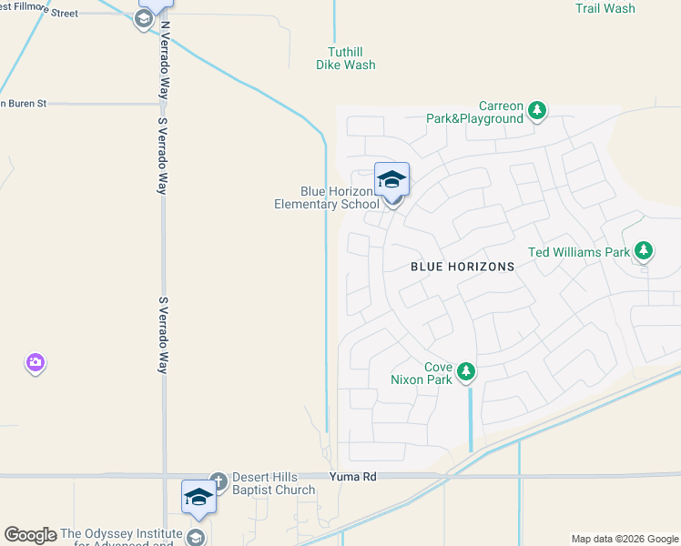 map of restaurants, bars, coffee shops, grocery stores, and more near 309 South 202nd Lane in Buckeye