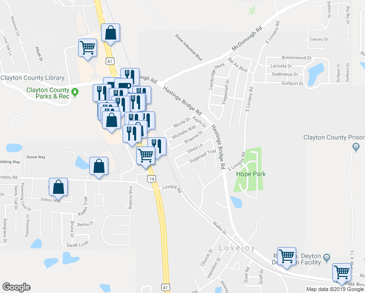 map of restaurants, bars, coffee shops, grocery stores, and more near 2421 Brianna Drive in Hampton