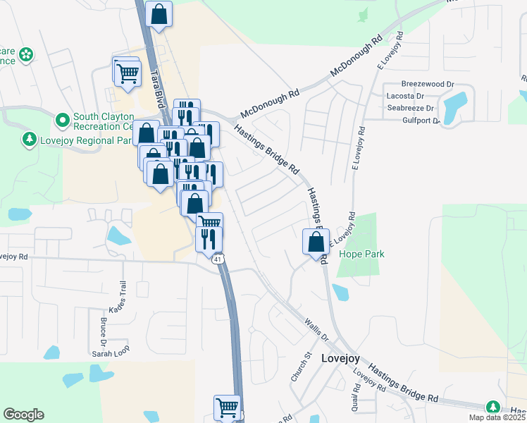 map of restaurants, bars, coffee shops, grocery stores, and more near 2414 Brianna Drive in Hampton