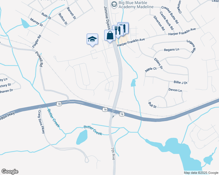 map of restaurants, bars, coffee shops, grocery stores, and more near 4005 Jimmie Dyess Parkway in Augusta