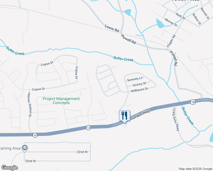 map of restaurants, bars, coffee shops, grocery stores, and more near 3009 Burgess Street in Grovetown