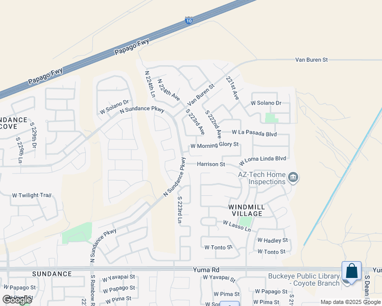 map of restaurants, bars, coffee shops, grocery stores, and more near 22287 West Morning Glory Street in Buckeye