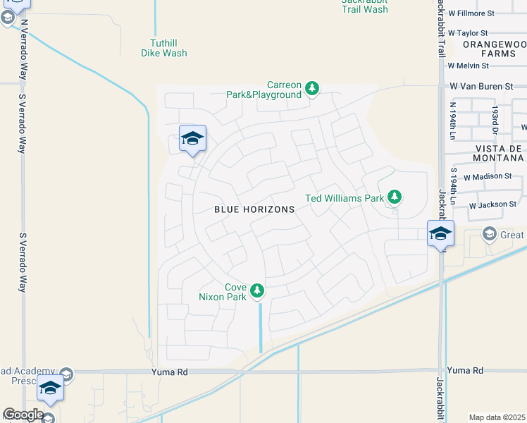 map of restaurants, bars, coffee shops, grocery stores, and more near 19906 West Harrison Street in Buckeye