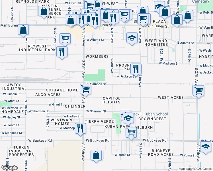 map of restaurants, bars, coffee shops, grocery stores, and more near in Phoenix