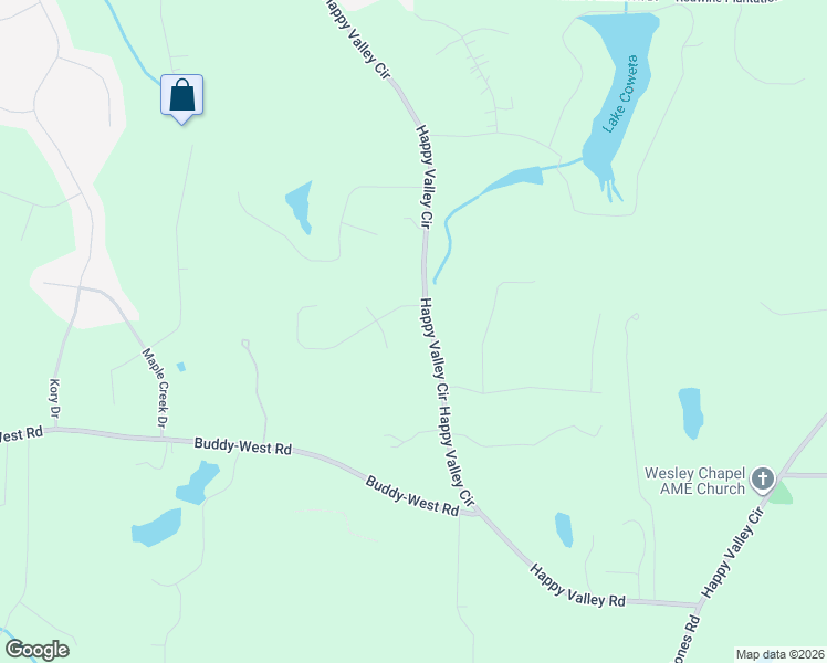 map of restaurants, bars, coffee shops, grocery stores, and more near 532 Happy Valley Circle in Newnan