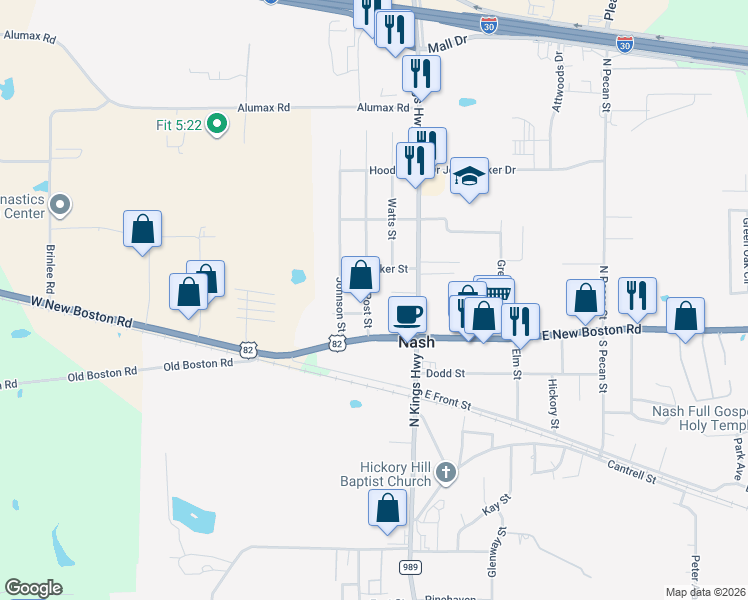 map of restaurants, bars, coffee shops, grocery stores, and more near 240 Post Street in Nash