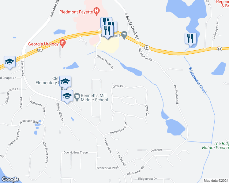 map of restaurants, bars, coffee shops, grocery stores, and more near 260 Otter Circle in Fayetteville