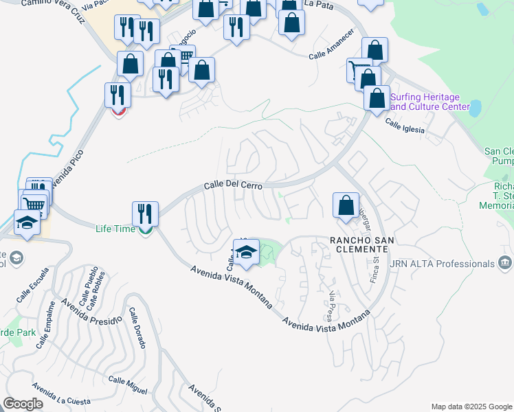 map of restaurants, bars, coffee shops, grocery stores, and more near Calle Venezia in San Clemente