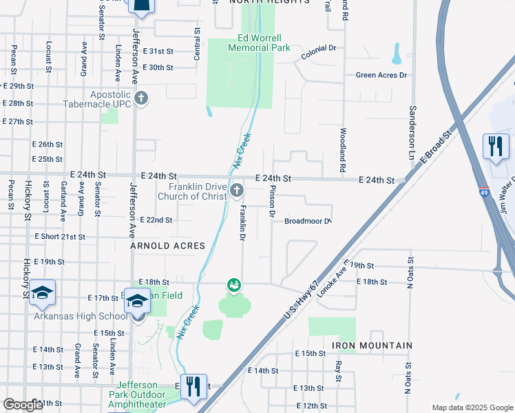 map of restaurants, bars, coffee shops, grocery stores, and more near 2001 East 23rd Street in Texarkana