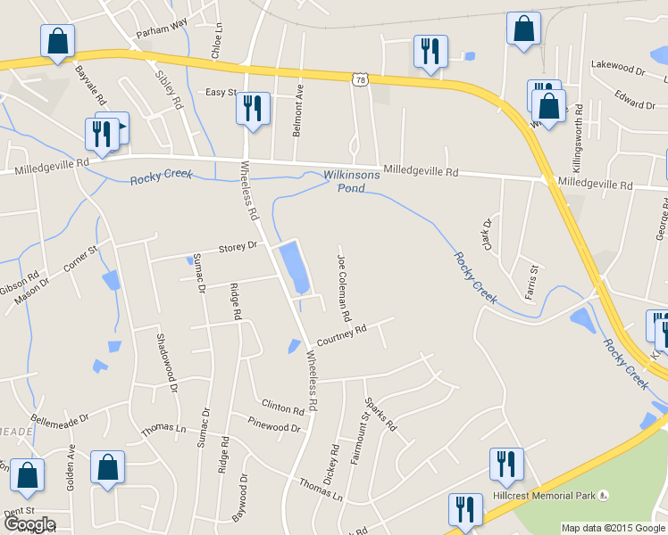 map of restaurants, bars, coffee shops, grocery stores, and more near 2337 Joe Coleman Rd in Augusta