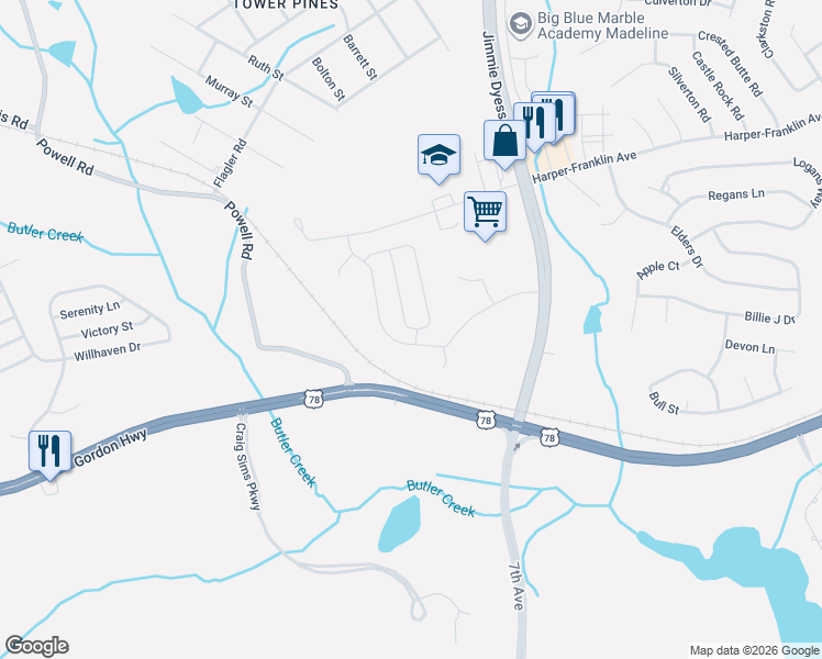 map of restaurants, bars, coffee shops, grocery stores, and more near in Augusta