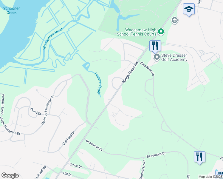 map of restaurants, bars, coffee shops, grocery stores, and more near 37 Berkshire Loop in Pawleys Island