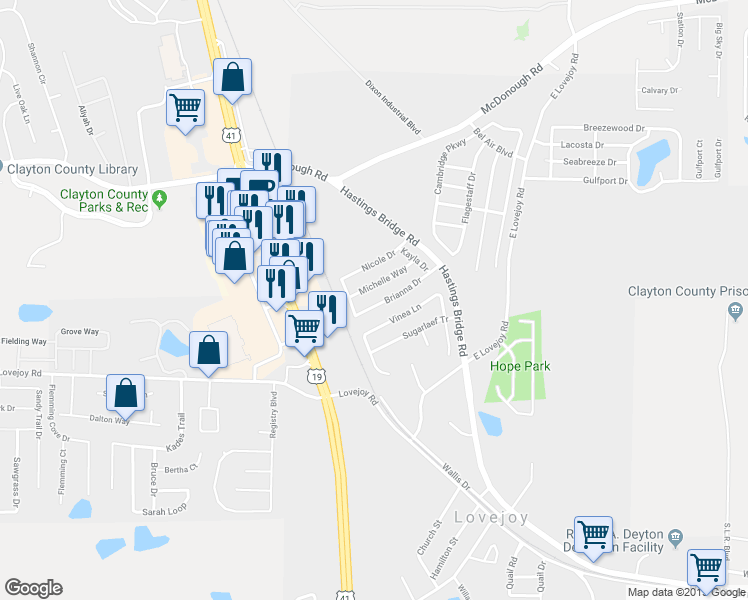 map of restaurants, bars, coffee shops, grocery stores, and more near 2416 Brianna Drive in Hampton
