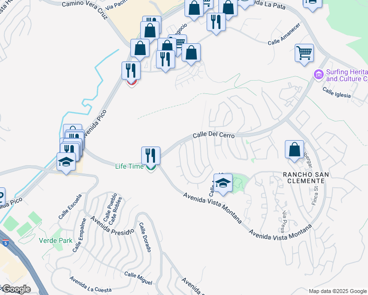 map of restaurants, bars, coffee shops, grocery stores, and more near 1 Maracay in San Clemente