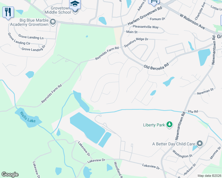 map of restaurants, bars, coffee shops, grocery stores, and more near 812 Reynolds Court in Grovetown