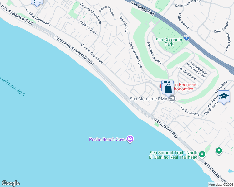 map of restaurants, bars, coffee shops, grocery stores, and more near 35711 Beach Road in Dana Point