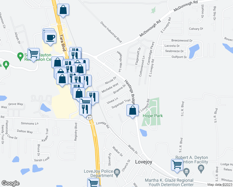 map of restaurants, bars, coffee shops, grocery stores, and more near 2451 Brianna Drive in Hampton