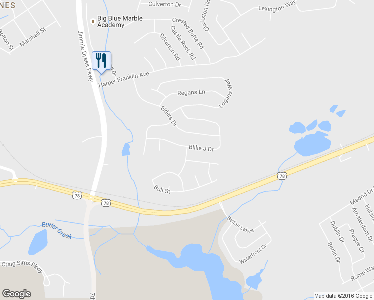 map of restaurants, bars, coffee shops, grocery stores, and more near 5003 Charlie Drive in Augusta
