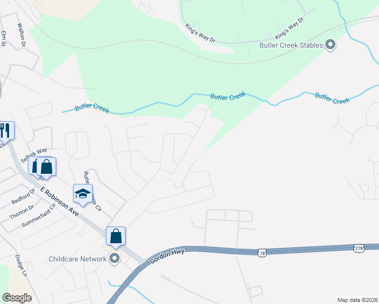 map of restaurants, bars, coffee shops, grocery stores, and more near 3056 Pepperhill Drive in Grovetown