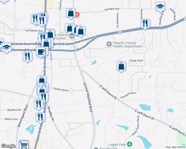 map of restaurants, bars, coffee shops, grocery stores, and more near 90 Meadowbrook Court in Fayetteville