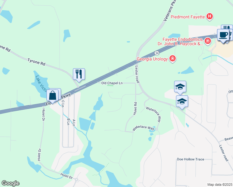 map of restaurants, bars, coffee shops, grocery stores, and more near 125 Woodstream Point in Fayetteville