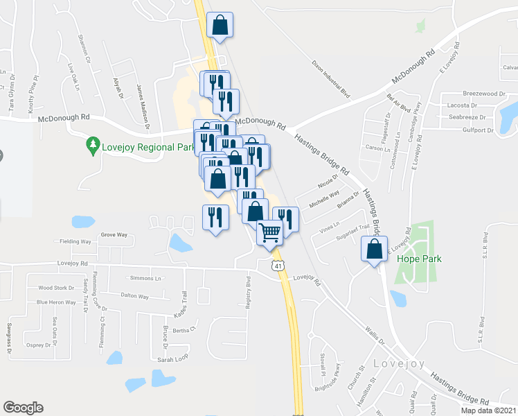 map of restaurants, bars, coffee shops, grocery stores, and more near 11342 Tara Boulevard in Hampton