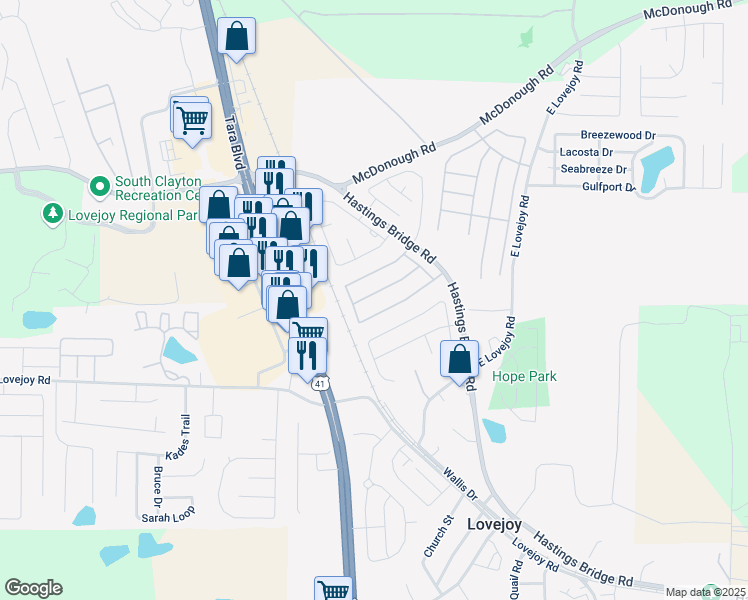 map of restaurants, bars, coffee shops, grocery stores, and more near 11372 Michelle Way in Hampton