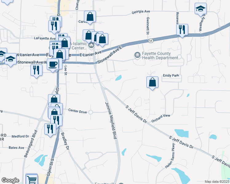 map of restaurants, bars, coffee shops, grocery stores, and more near 90 Meadowbrook Court in Fayetteville