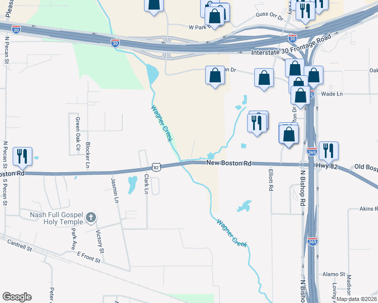 map of restaurants, bars, coffee shops, grocery stores, and more near 4300-4398 Collins Raod in Texarkana