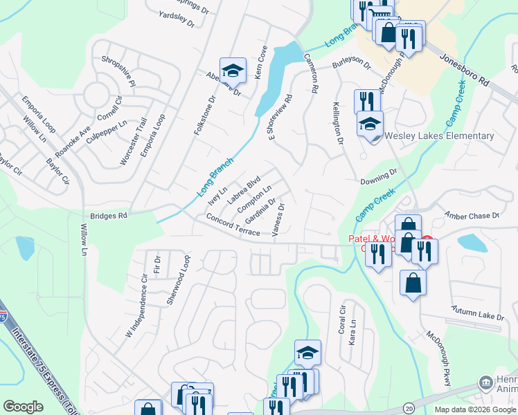 map of restaurants, bars, coffee shops, grocery stores, and more near 700 Cannoli Court in McDonough