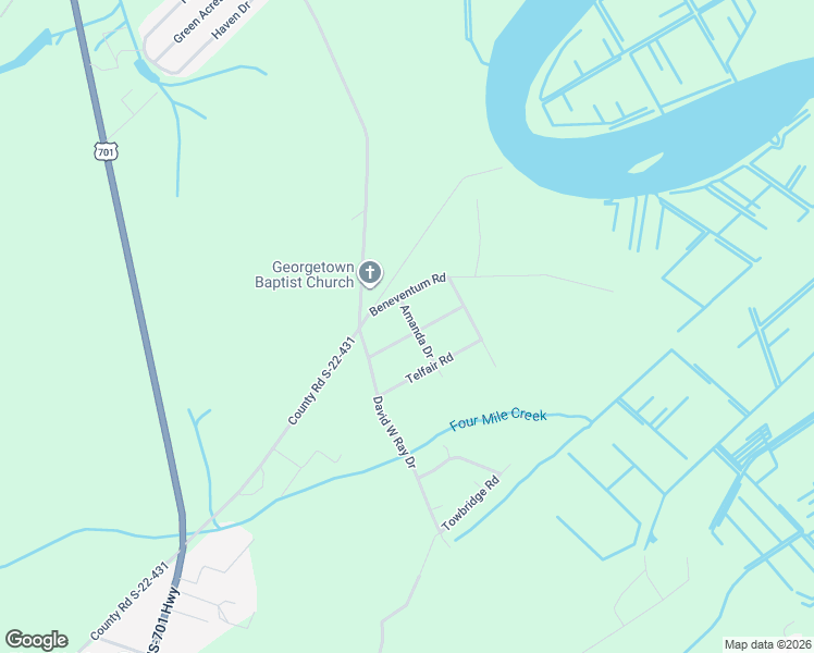map of restaurants, bars, coffee shops, grocery stores, and more near 86 Tallahassee Road in Georgetown