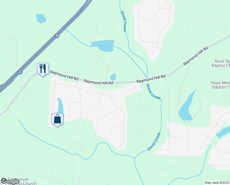map of restaurants, bars, coffee shops, grocery stores, and more near 100 Richmond Place in Newnan