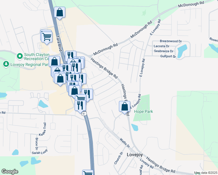 map of restaurants, bars, coffee shops, grocery stores, and more near 2452 Brianna Drive in Hampton