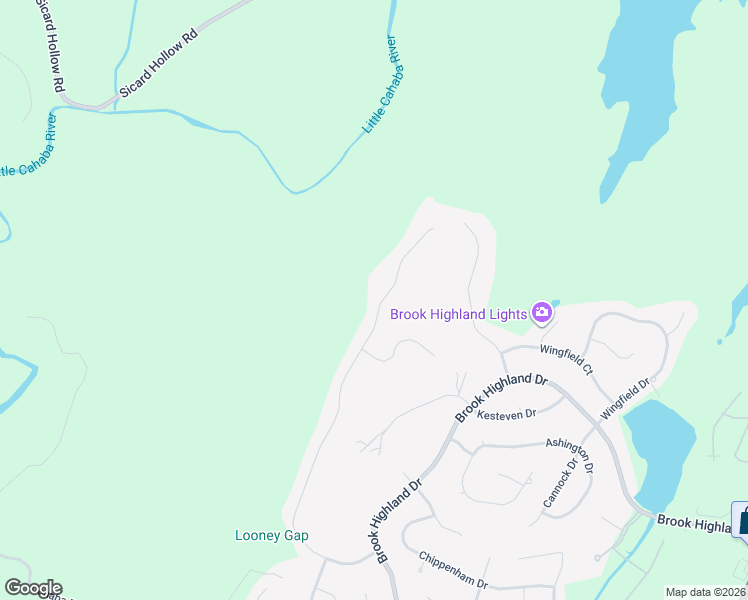 map of restaurants, bars, coffee shops, grocery stores, and more near 2120 Brook Highland Ridge in Birmingham