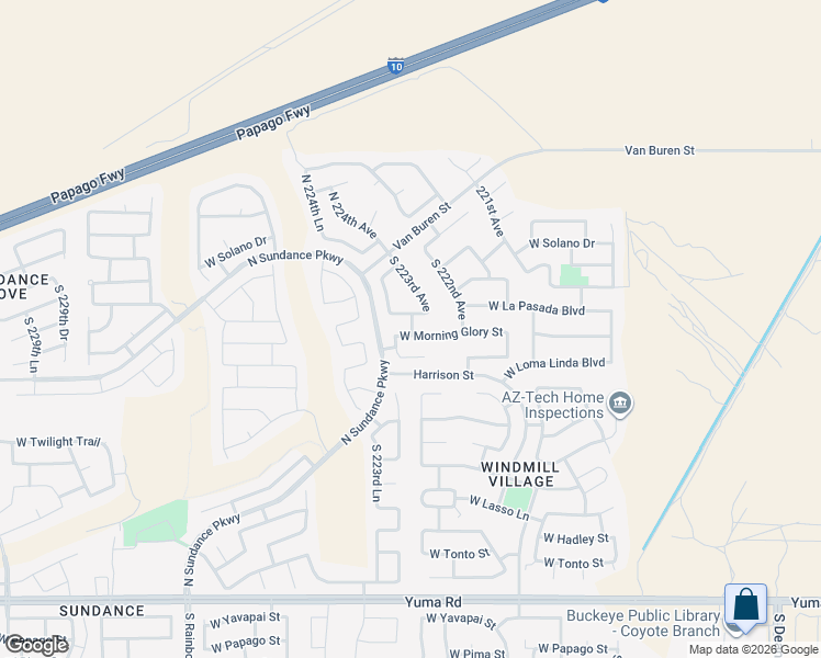 map of restaurants, bars, coffee shops, grocery stores, and more near 22287 West Morning Glory Street in Buckeye