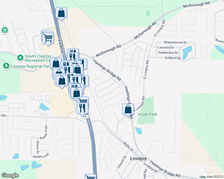 map of restaurants, bars, coffee shops, grocery stores, and more near 2454 Brianna Drive in Hampton