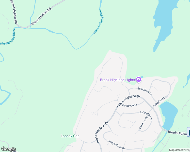 map of restaurants, bars, coffee shops, grocery stores, and more near 2120 Brook Highland Ridge in Birmingham