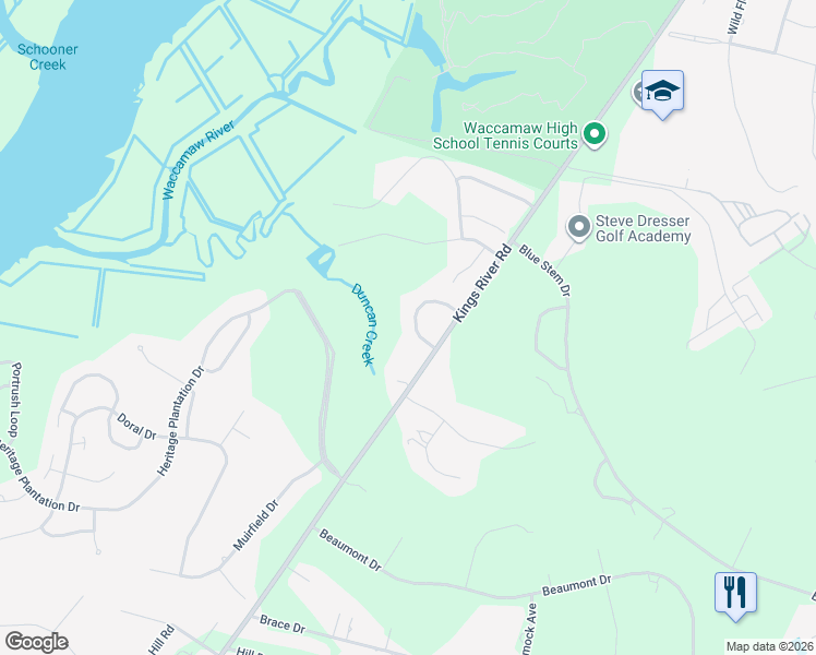 map of restaurants, bars, coffee shops, grocery stores, and more near 37 Berkshire Loop in Pawleys Island