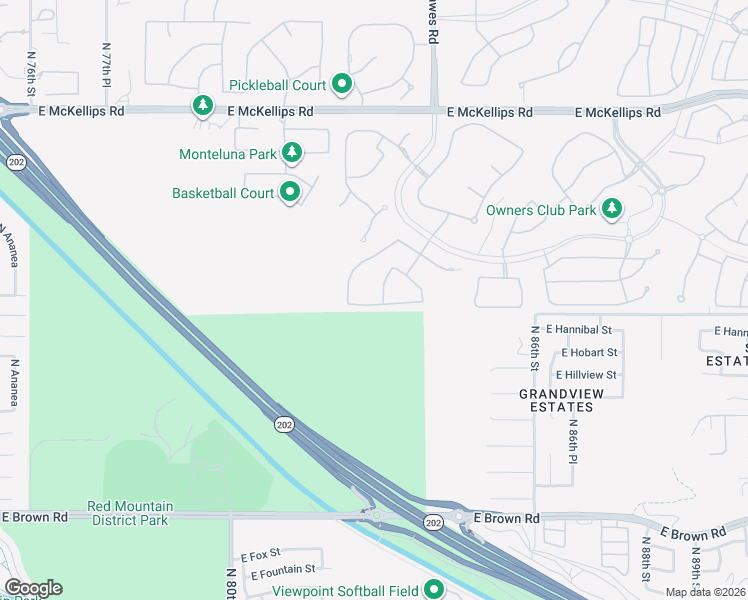 map of restaurants, bars, coffee shops, grocery stores, and more near 8252 East Inca Street in Mesa