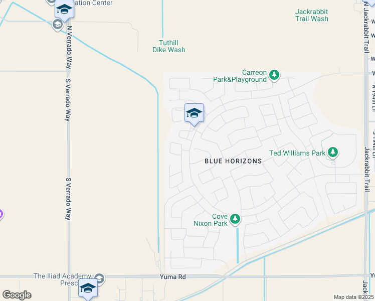 map of restaurants, bars, coffee shops, grocery stores, and more near 25820 West Madison Street in Buckeye