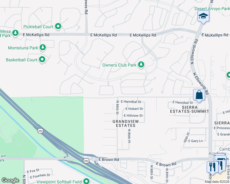 map of restaurants, bars, coffee shops, grocery stores, and more near 1621 North Luther in Mesa