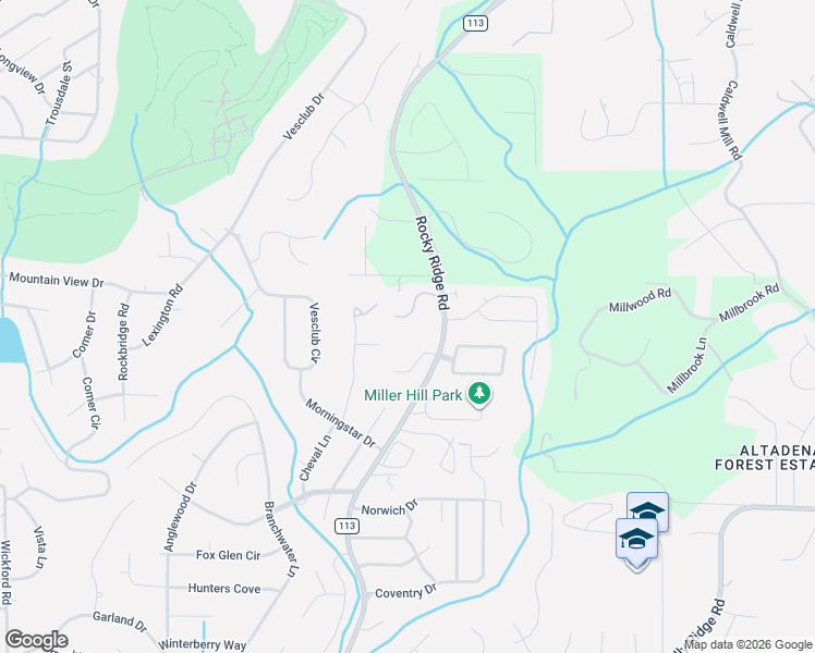 map of restaurants, bars, coffee shops, grocery stores, and more near 3313 Circle Hill Road in Vestavia Hills