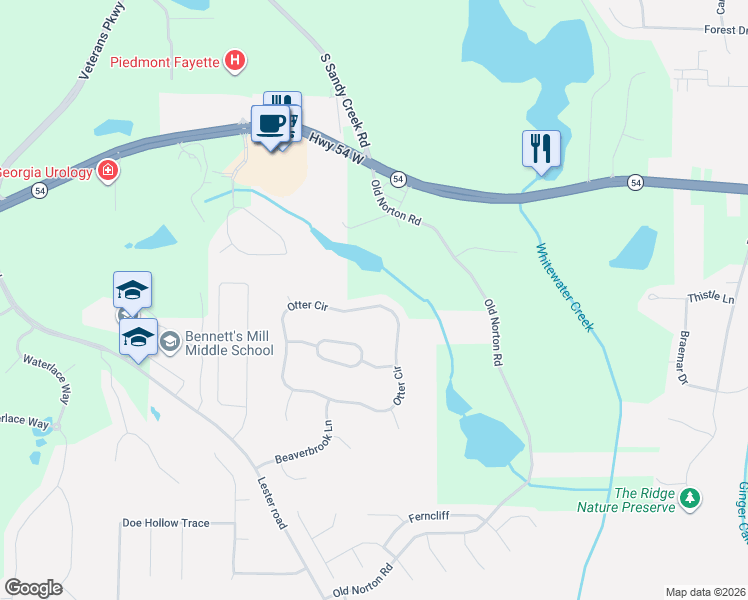 map of restaurants, bars, coffee shops, grocery stores, and more near 242 Otter Circle in Fayetteville