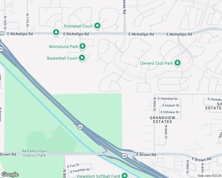 map of restaurants, bars, coffee shops, grocery stores, and more near 8252 East Inca Street in Mesa