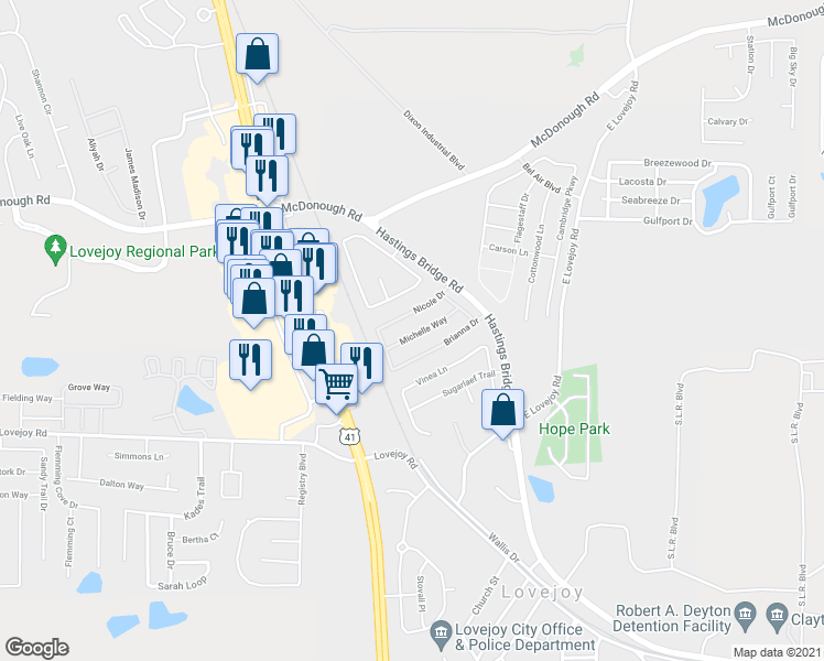 map of restaurants, bars, coffee shops, grocery stores, and more near 11363 Michelle Way in Hampton